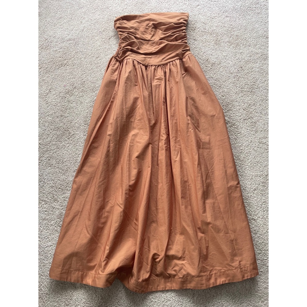 Loft Womens Strapless Ruched Maxi Dress Terracotta Rust Orange Small Tube Top